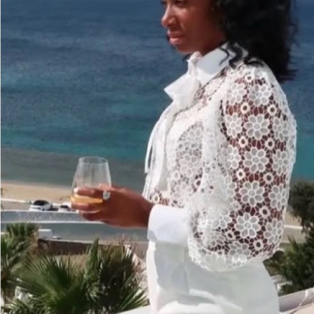 Zara White Floral Lace Blouse